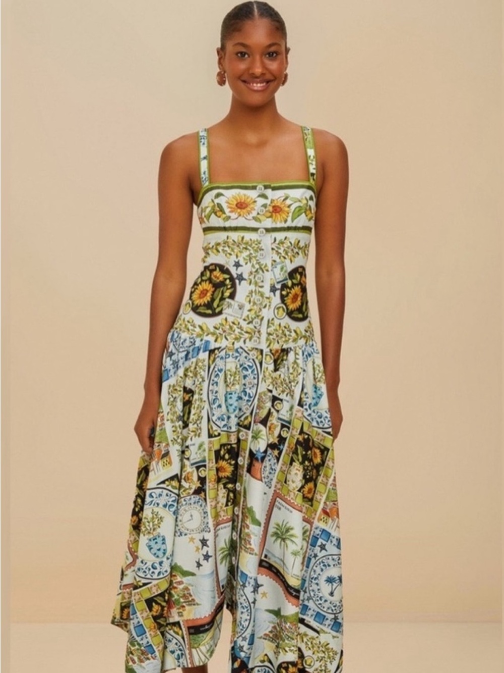 Farm Rio: Multicolor Latin Trip Scarves
Organic Cotton Midi Dress - Picture 9 of 13